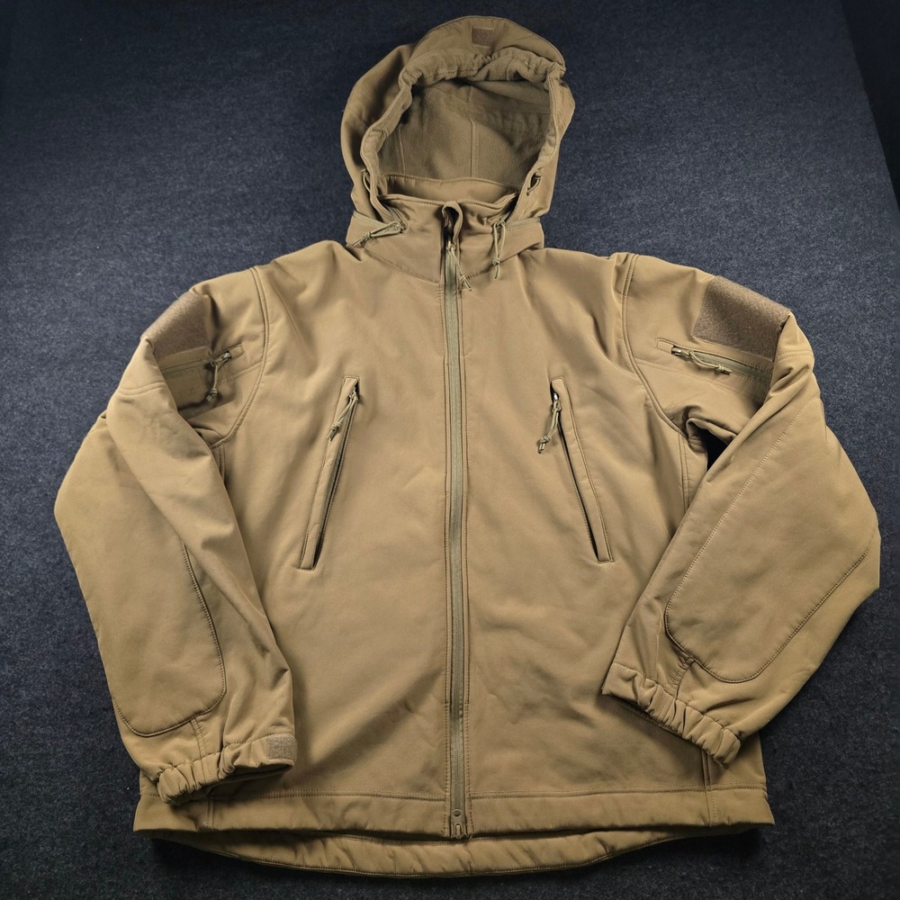 Rothco Tactical Hooded Soft Shell Jacket Coyote Brown Fleece Military Men's XL